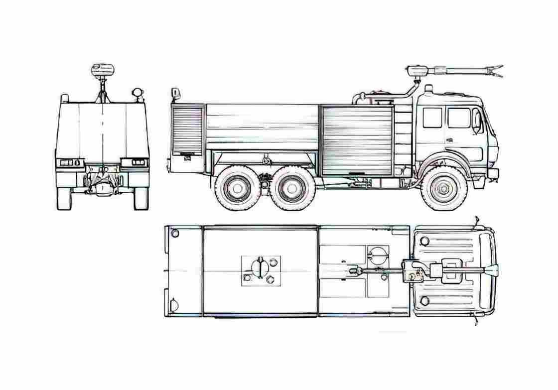 Blueprint Mercedes Benz L2636A Fire Truck 1986 A4 Photo Print