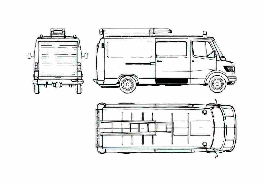 Blueprint Mercedes Benz L308 Fire Van 1980 A4 Photo Print