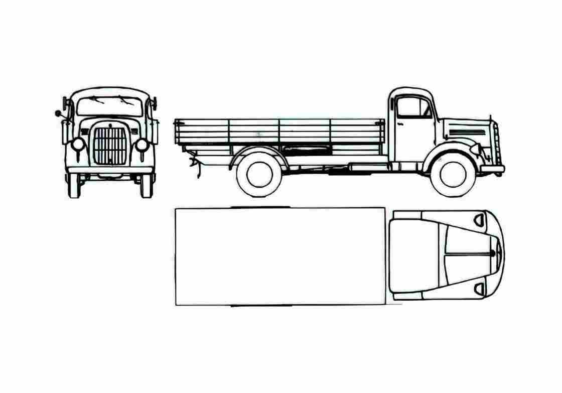 Blueprint Mercedes Benz L3500 Truck 1950 A4 Photo Print