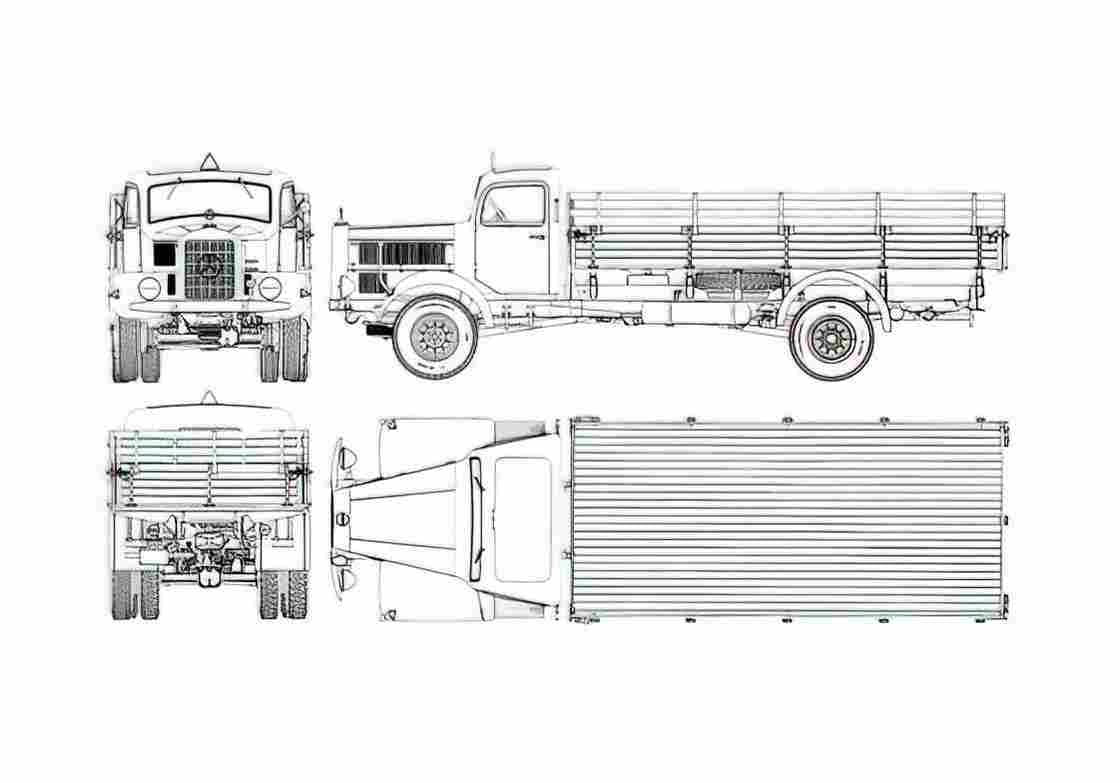 Blueprint Mercedes Benz L4500A Truck 1941 A4 Photo Print