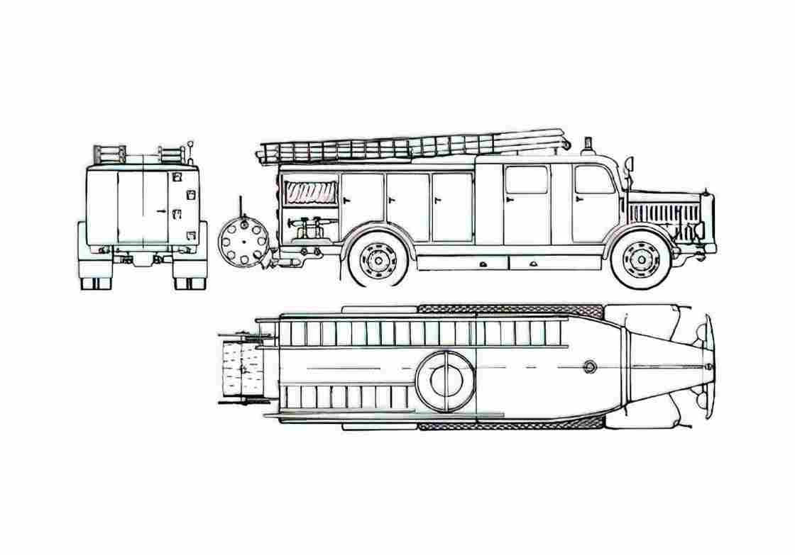 Blueprint Mercedes Benz L4500S Fire Truck 1940 A4 Photo Print