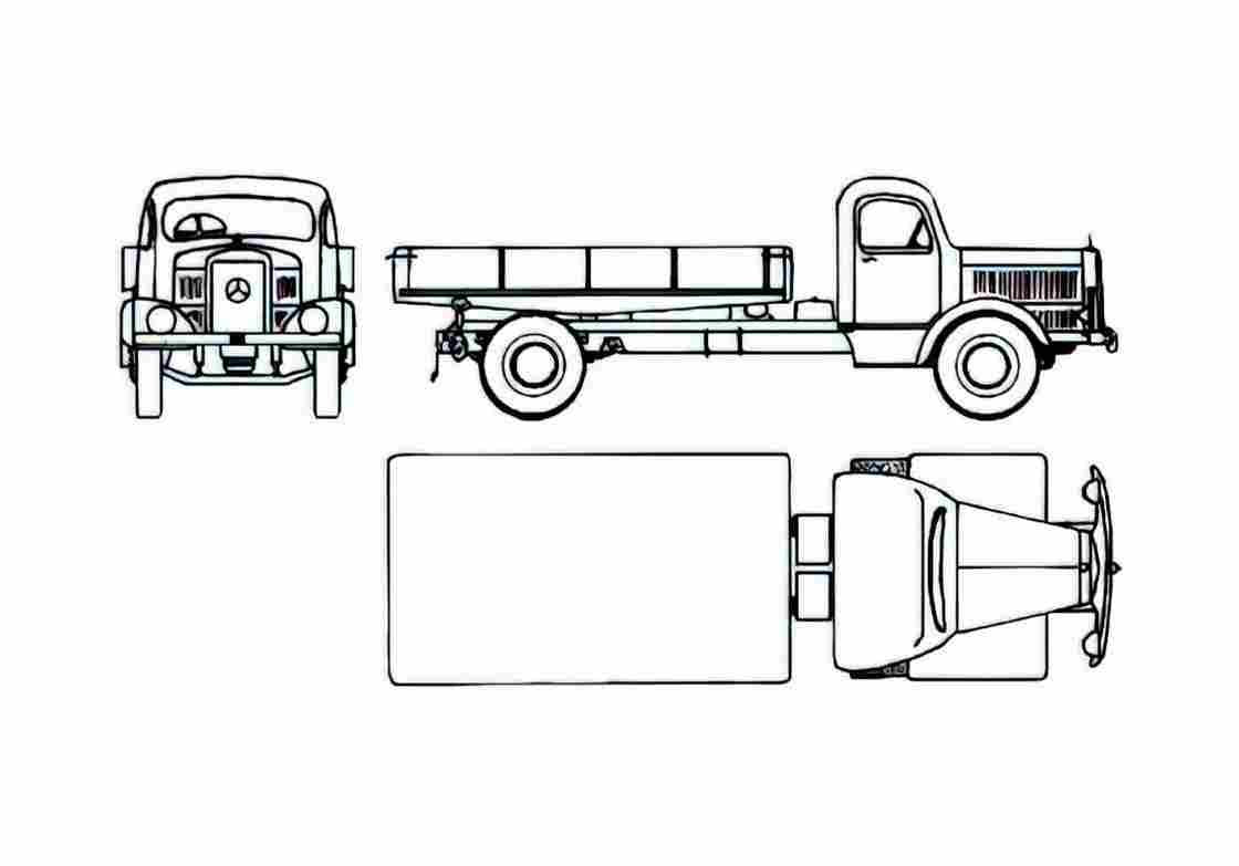 Blueprint Mercedes Benz L5000 Truck 1951 A4 Photo Print