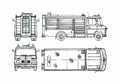 Blueprint Mercedes Benz L608D Fire Truck 1978 A4 Photo Print