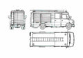 Blueprint Mercedes Benz L809D Fire Truck 1988 A4 Photo Print