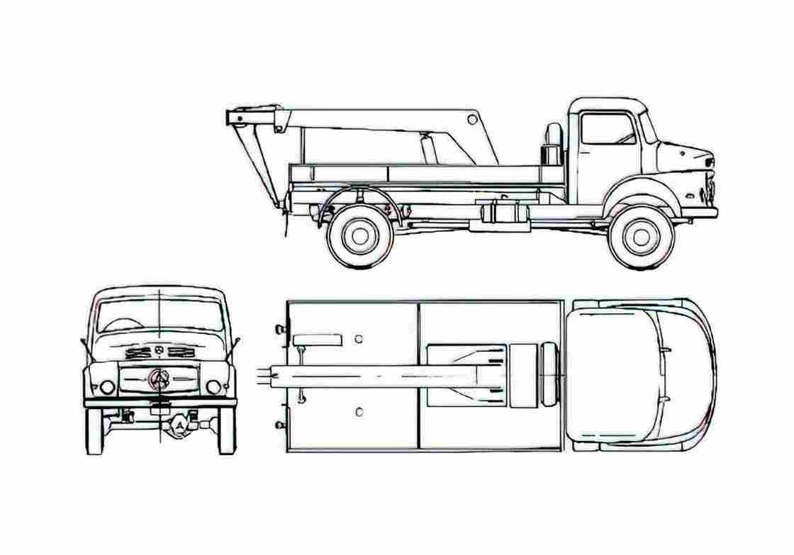 Blueprint Mercedes Benz LA328 Tow Truck 1960 A4 Photo Print
