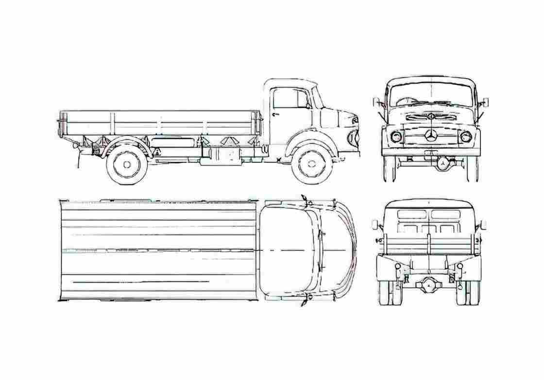 Blueprint Mercedes Benz LA710 LWB Truck 1960 A4 Photo Print