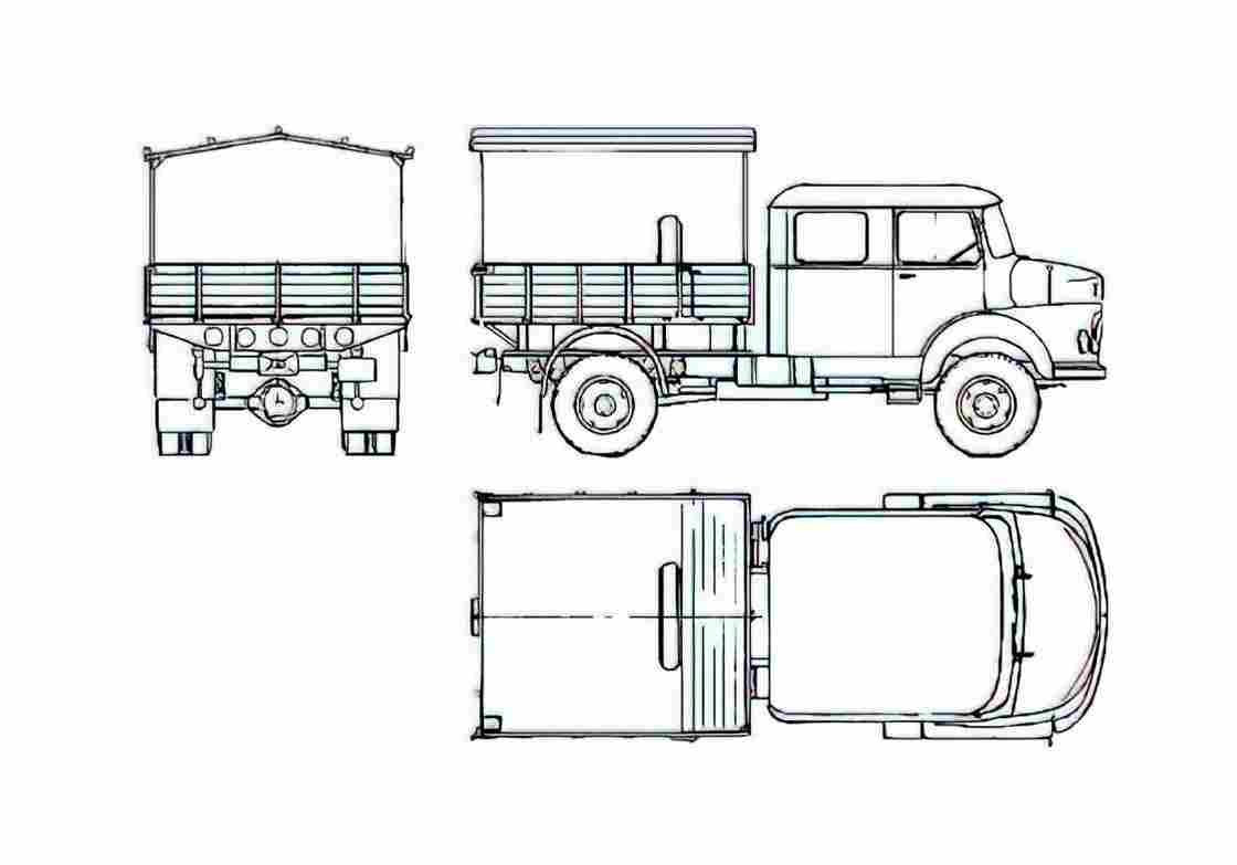 Blueprint Mercedes Benz LA911 Truck 1960 A4 Photo Print