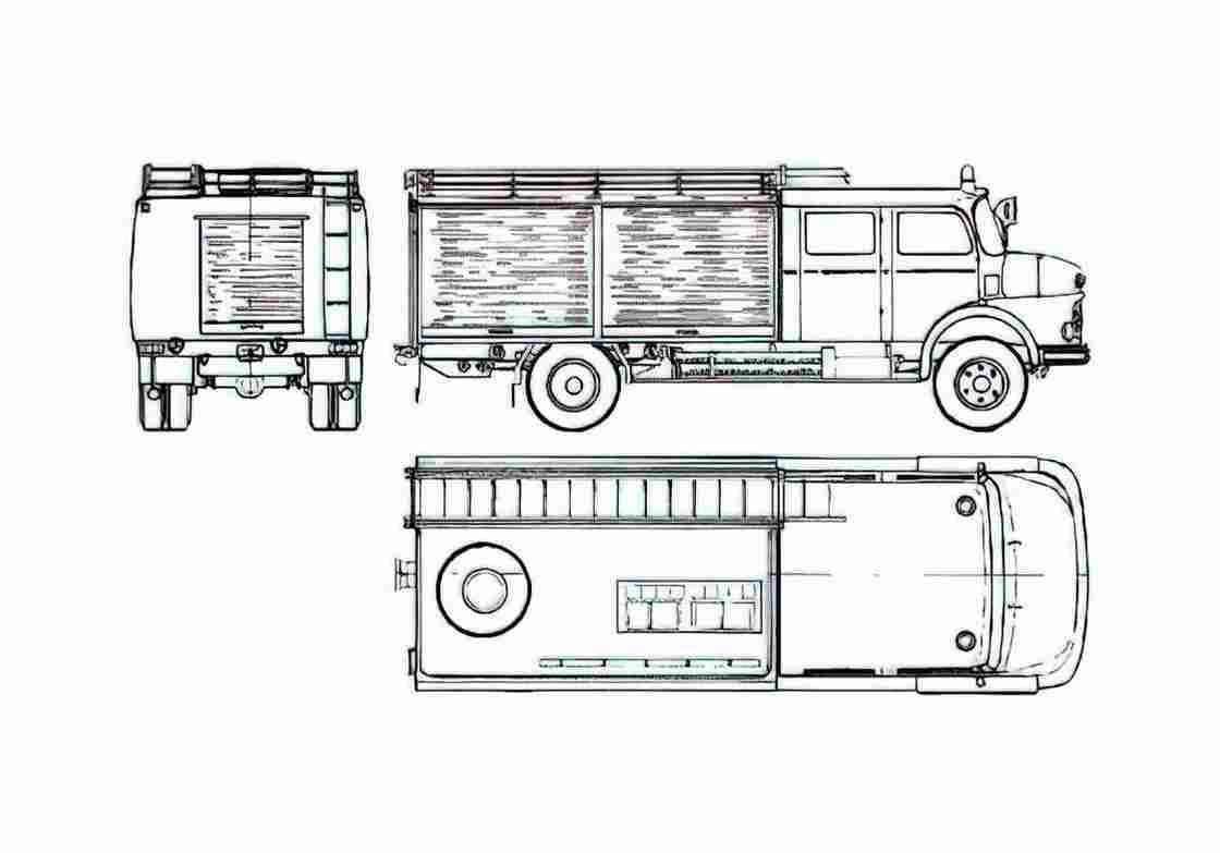 Blueprint Mercedes Benz LAF1113 42 Fire Truck 1974 A4 Photo Print