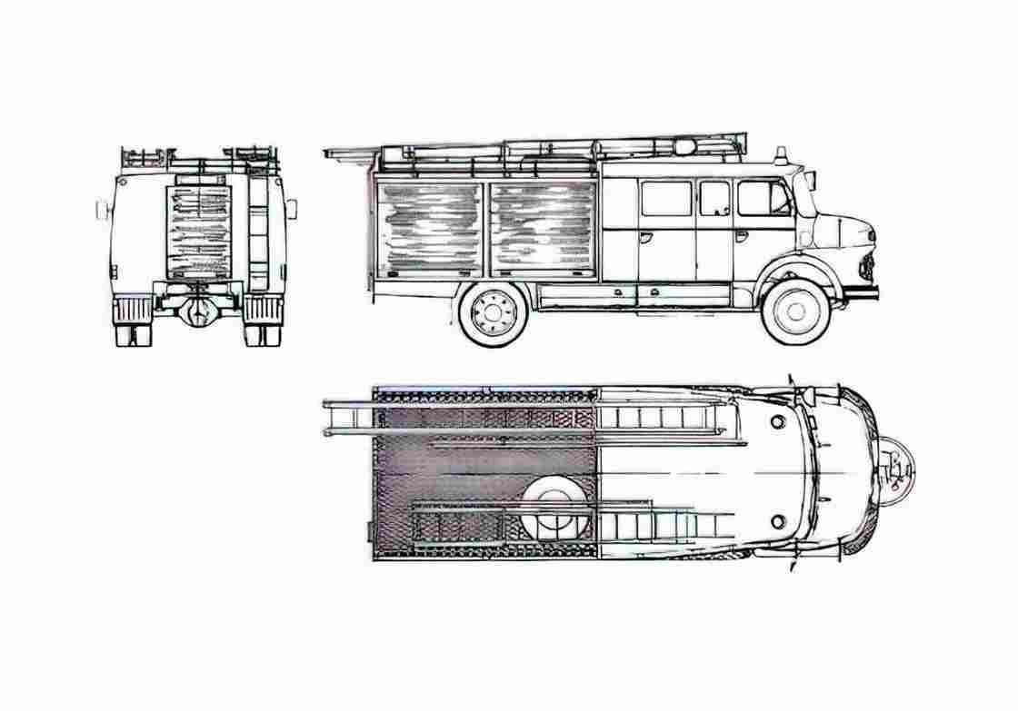 Blueprint Mercedes Benz LAF1113B 42 Fire Truck 1970 A4 Photo Print