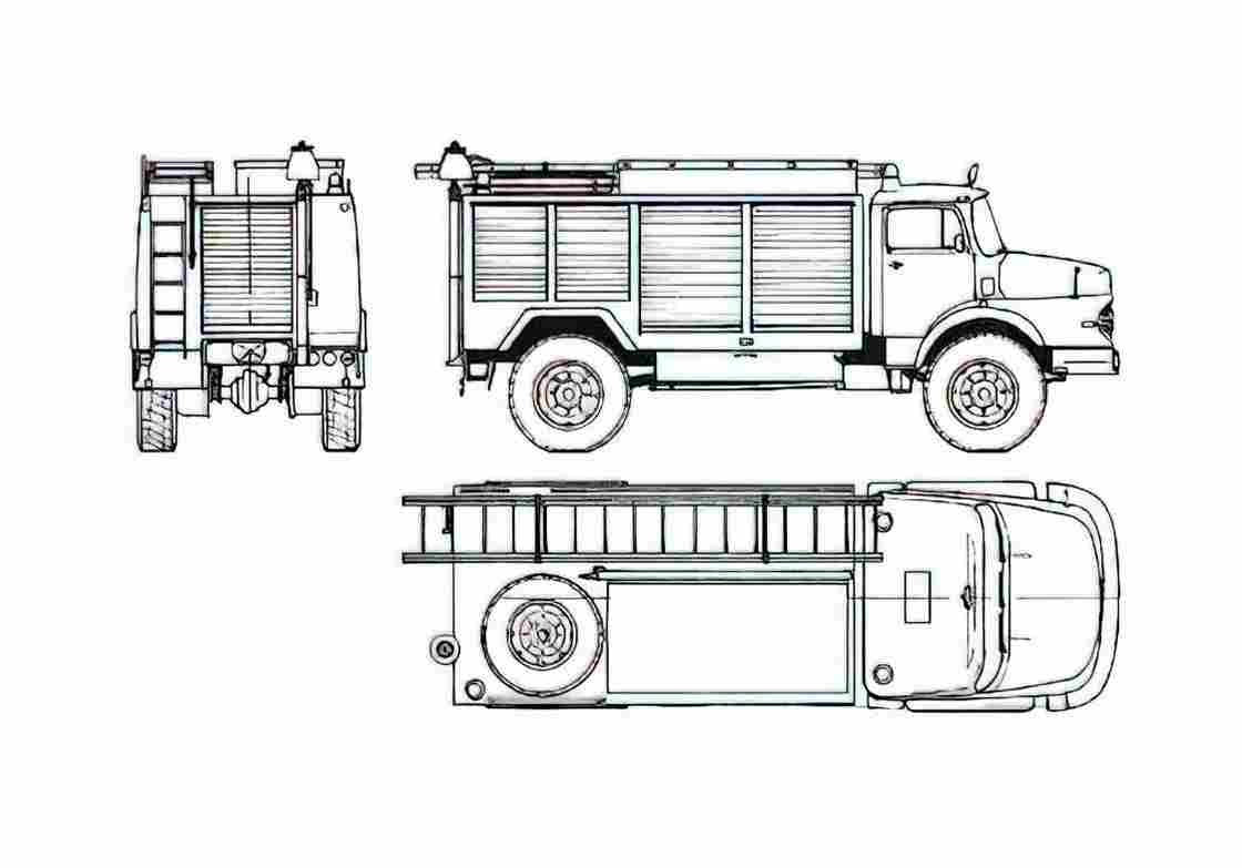 Blueprint Mercedes Benz LAK1924 Fire Truck 1973 A4 Photo Print