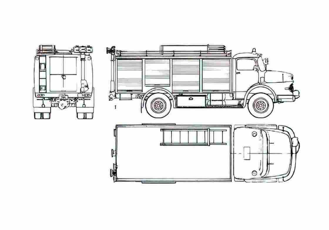 Blueprint Mercedes Benz LAK1924 Fire Truck 1974 A4 Photo Print