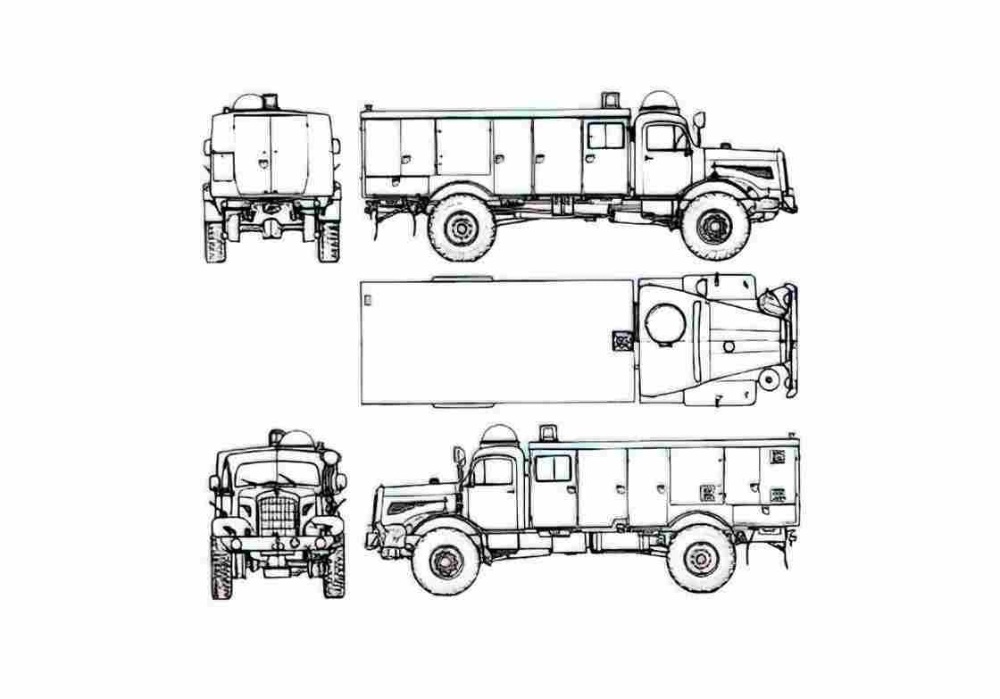 Blueprint Mercedes Benz LG315 46 Fire Truck 1963 A4 Photo Print