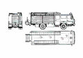 Blueprint Mercedes Benz LH Fire Truck 1984 A4 Photo Print