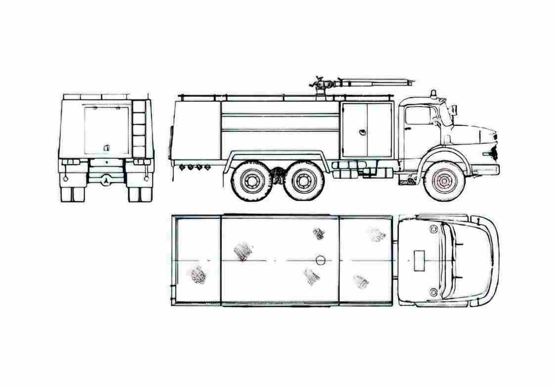 Blueprint Mercedes Benz LK2624 Fire Truck 1980 A4 Photo Print