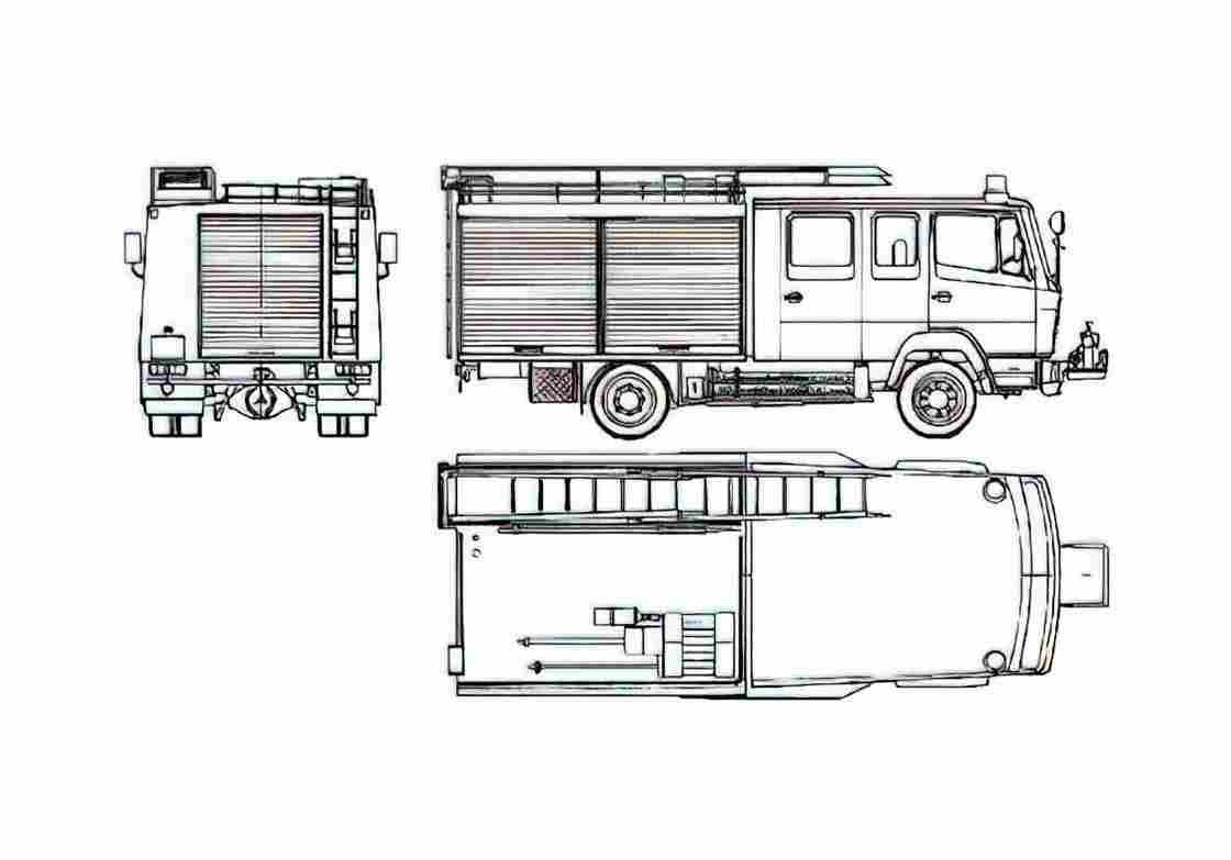 Blueprint Mercedes Benz LN2 814 31 Fire Truck 1986 A4 Photo Print