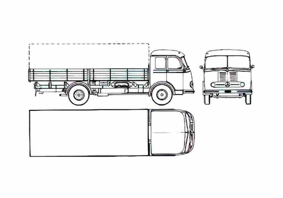 Blueprint Mercedes Benz LP315 Truck 1955 A4 Photo Print
