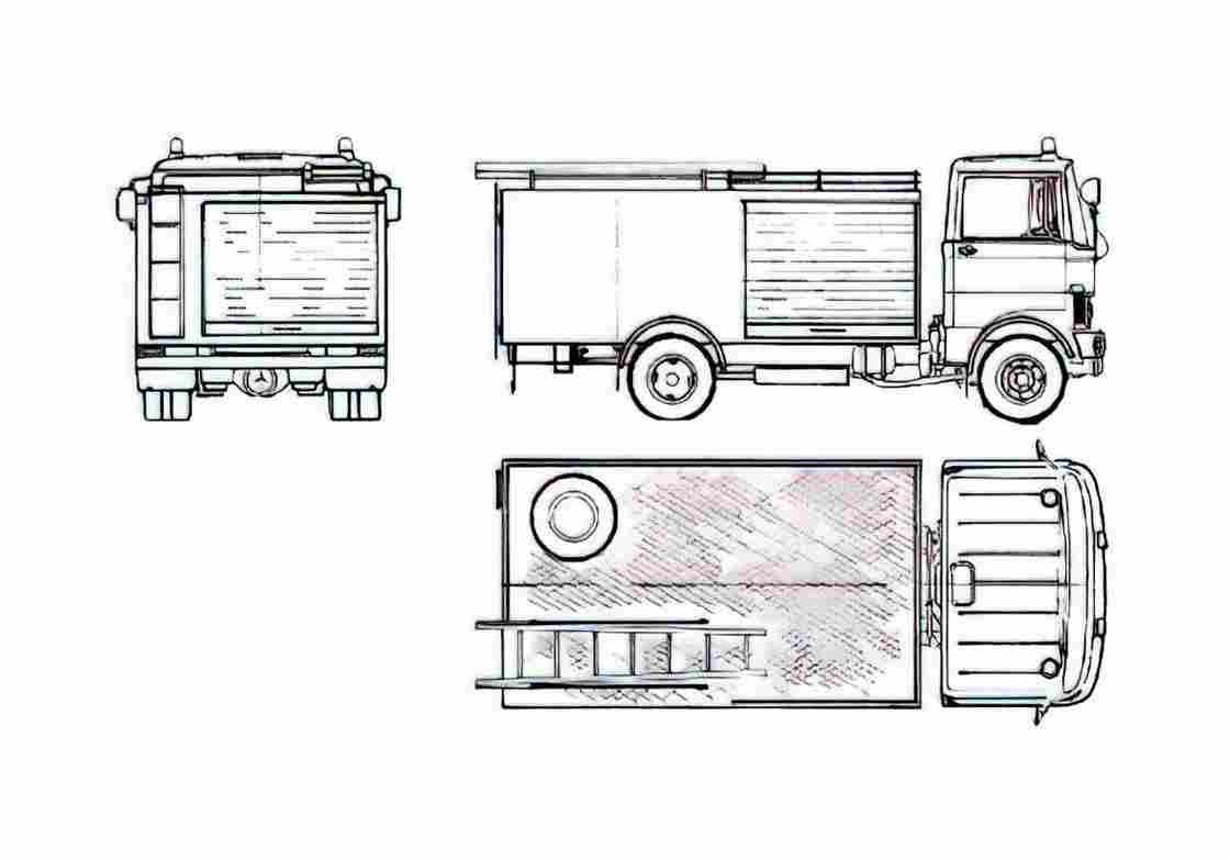 Blueprint Mercedes Benz LP813 32 Fire Truck 1978 A4 Photo Print
