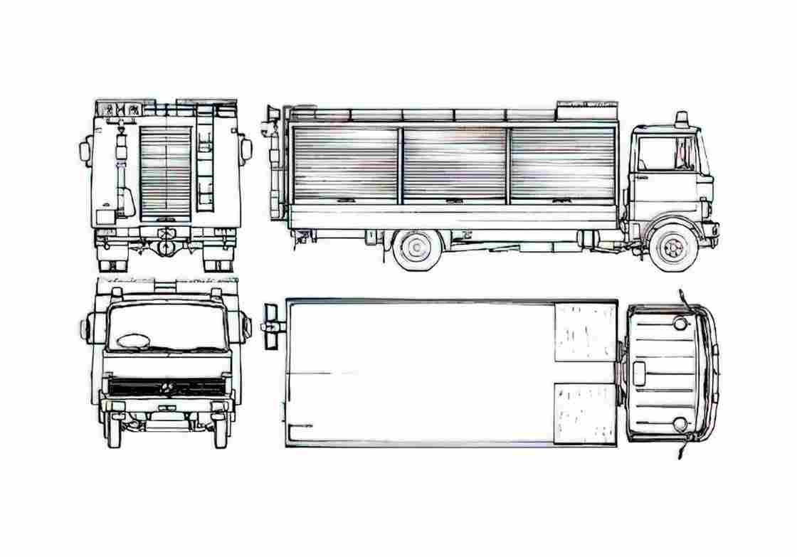 Blueprint Mercedes Benz LP813 42 Fire Truck 1972 A4 Photo Print