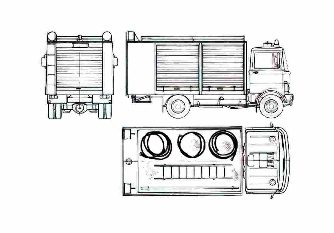 Blueprint Mercedes Benz LP813 Fire Truck 1978 A4 Photo Print
