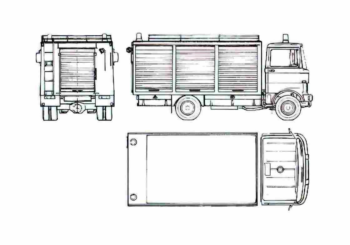 Blueprint Mercedes Benz LP813 Fire Truck 1980 A4 Photo Print