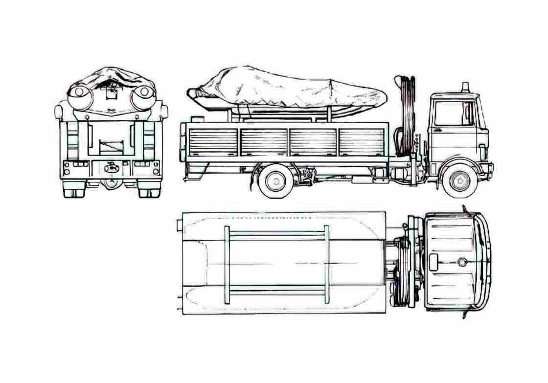 Blueprint Mercedes Benz LP813 Fire Truck 1982 A4 Photo Print