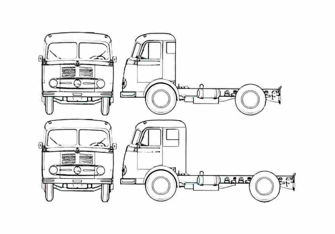 Blueprint Mercedes Benz LPS334 Truck 1960 A4 Photo Print
