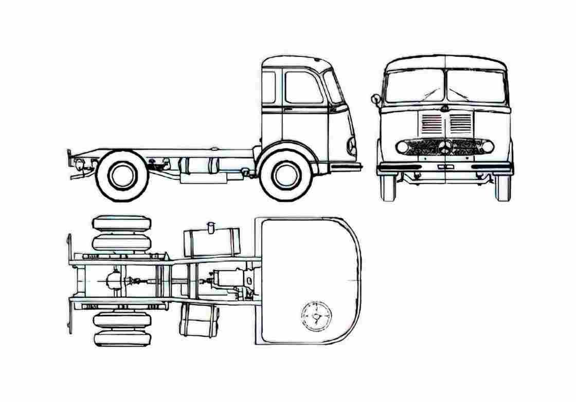 Blueprint Mercedes Benz LS315 Truck 1956 A4 Photo Print