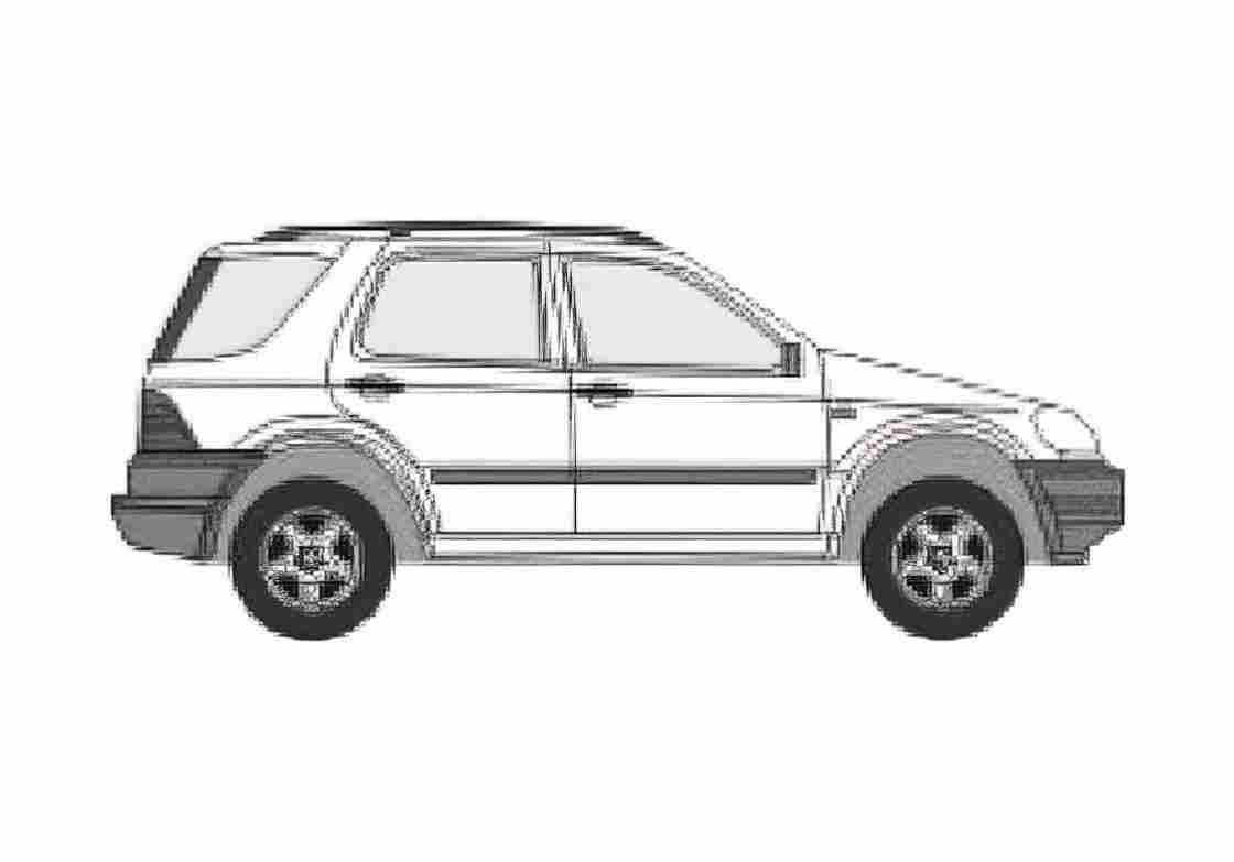 Blueprint Mercedes Benz M Class W163 SUV 1998 A4 Photo Print