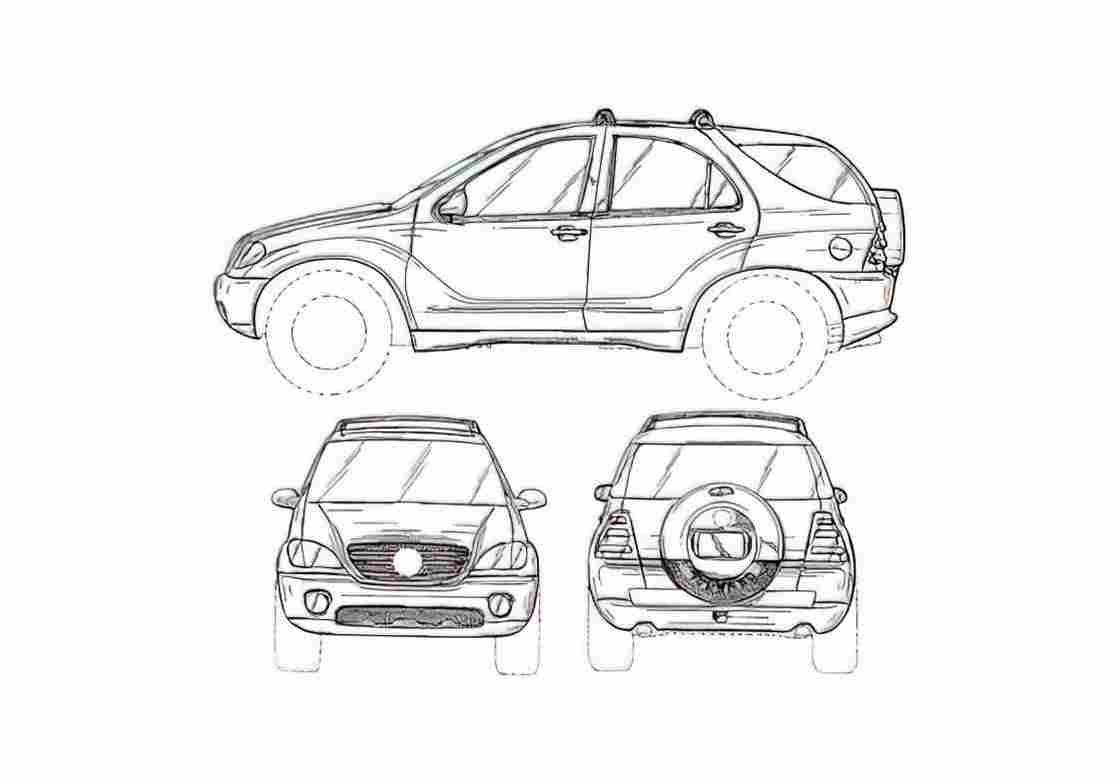 Blueprint Mercedes Benz M SUV A4 Photo Print