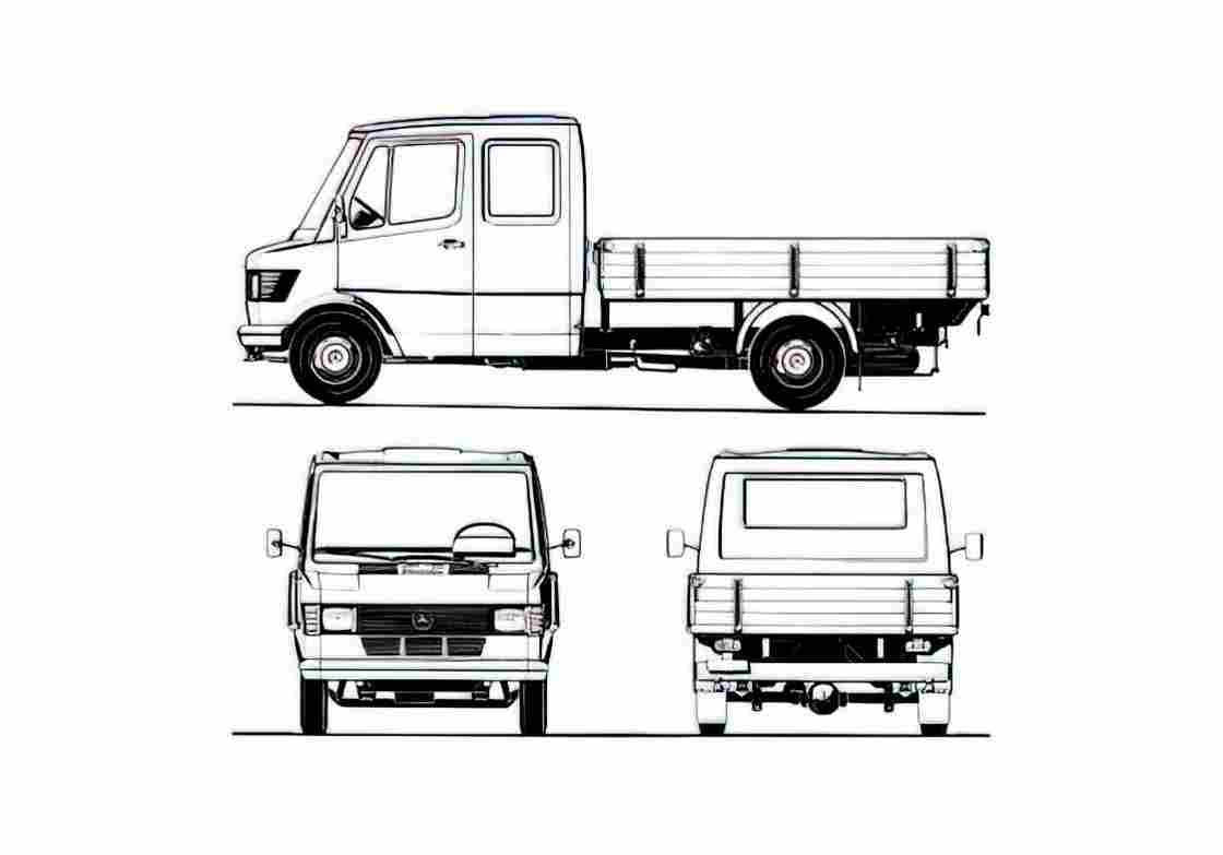 Blueprint Mercedes Benz M307 Truck 1997 A4 Photo Print