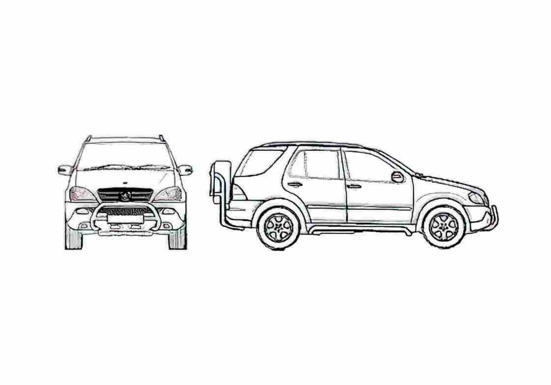 Blueprint Mercedes Benz ML 270 SUV 2001 A4 Photo Print