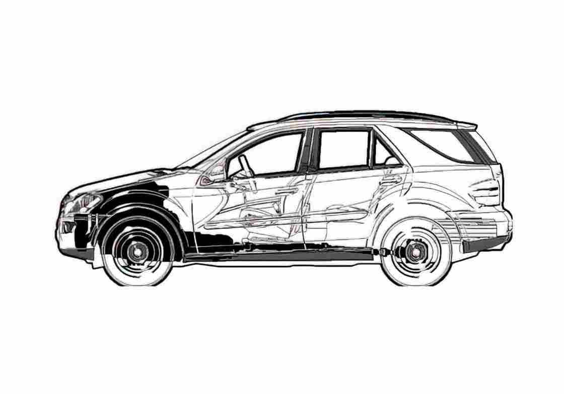 Blueprint Mercedes Benz ML 500 SUV 2006 A4 Photo Print