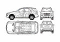 Blueprint Mercedes Benz ML SUV 2005 A4 Photo Print