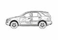 Blueprint Mercedes Benz ML SUV 2006 A4 Photo Print