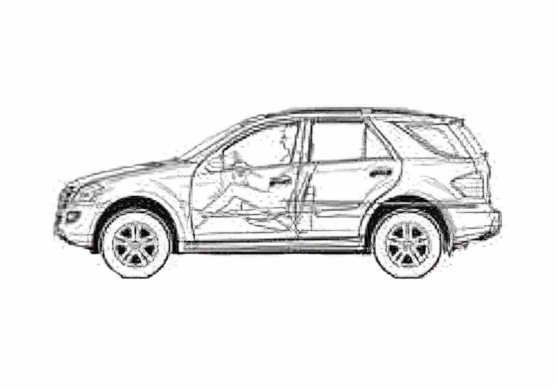 Blueprint Mercedes Benz ML SUV 2006 A4 Photo Print