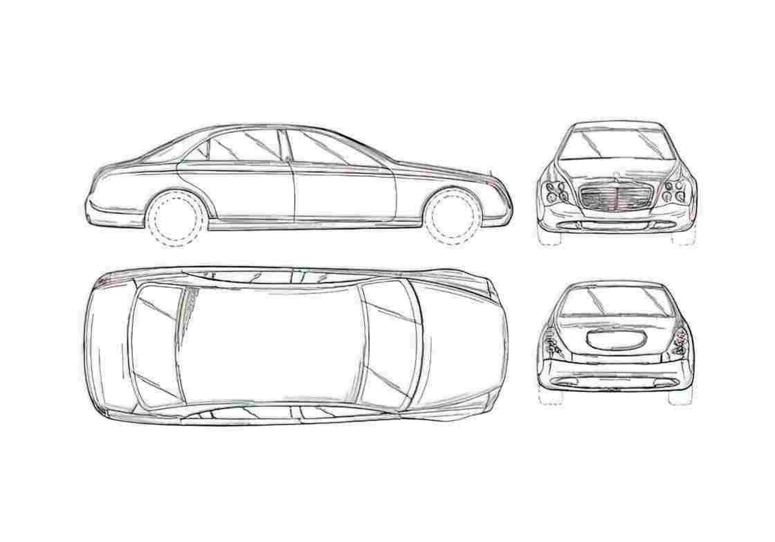Blueprint Mercedes Benz Maybach Sedan A4 Photo Print