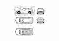 Blueprint Mercedes Benz R class SUV 2005 A4 Photo Print