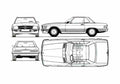 Blueprint Mercedes Benz R107 500SL Coupe 1987 A4 Photo Print