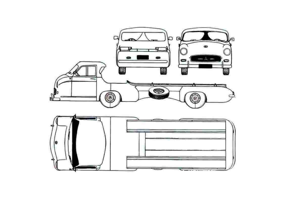 Blueprint Mercedes Benz Race Car Transporter Truck 1955 A4 Photo Print