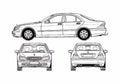 Blueprint Mercedes Benz S 500 Sedan 2001 A4 Photo Print