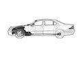 Blueprint Mercedes Benz S 500 Sedan 2006 A4 Photo Print