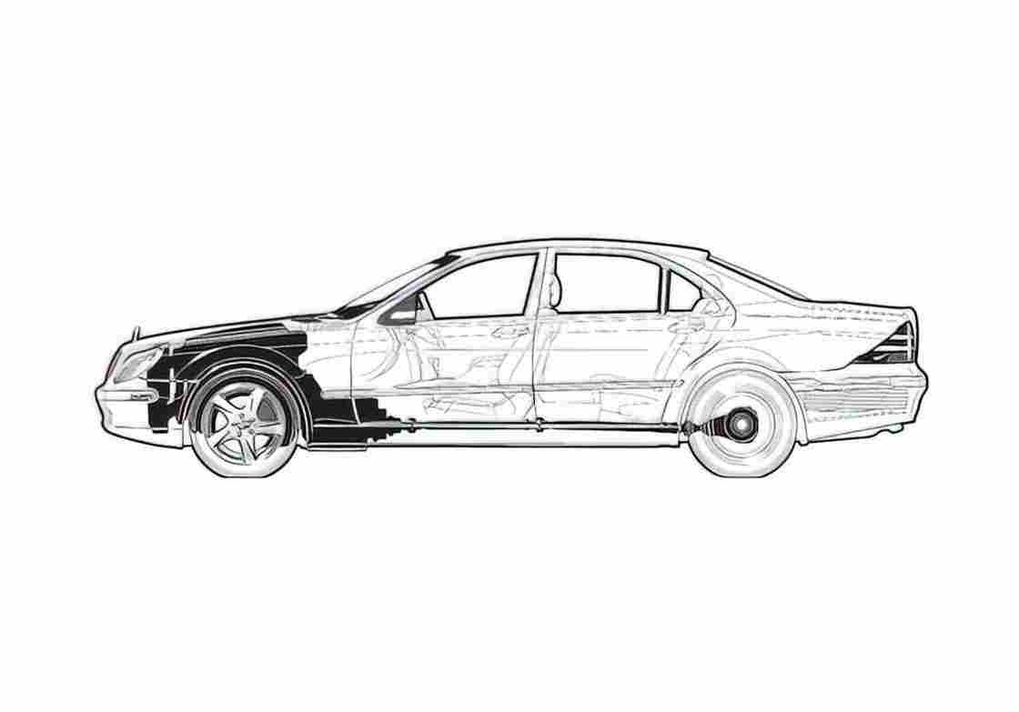 Blueprint Mercedes Benz S 500 Sedan 2006 A4 Photo Print