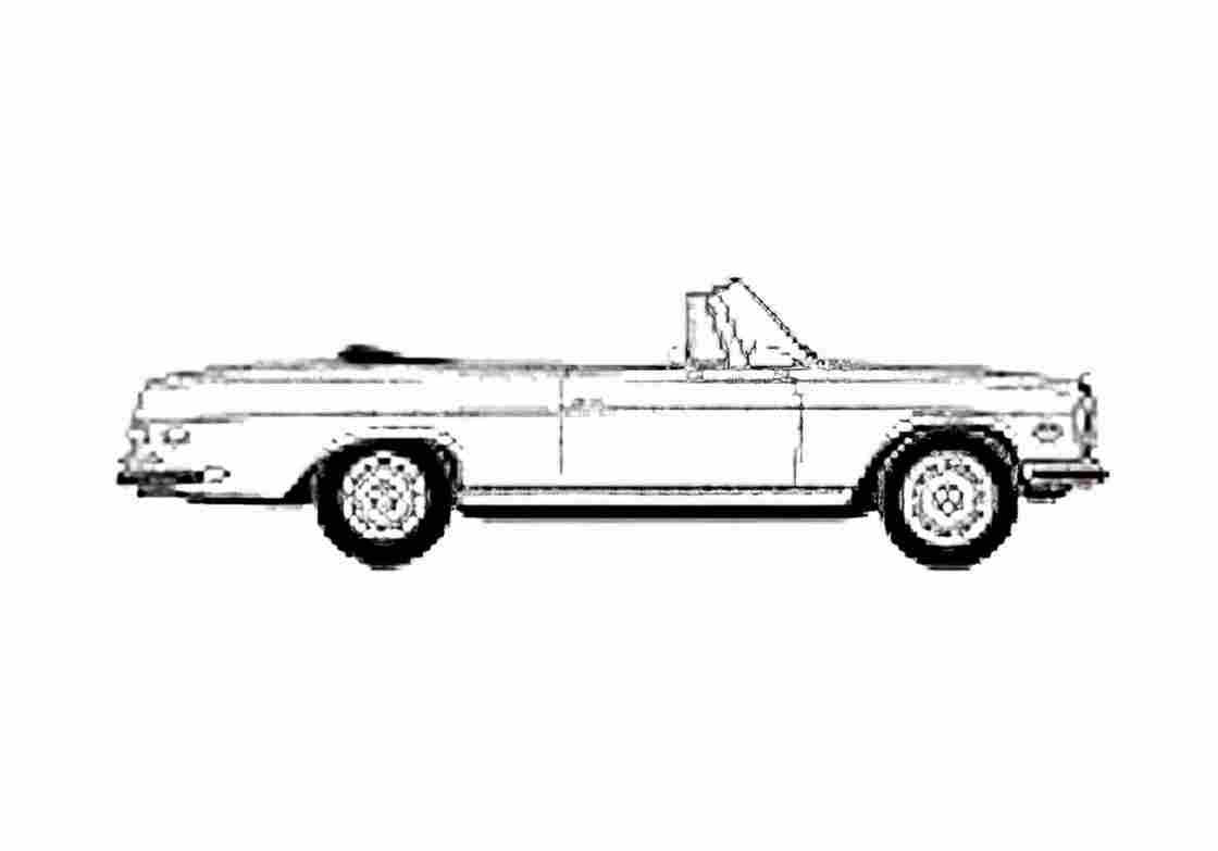 Blueprint Mercedes Benz S Class W108 250SE Cabriolet 1965 A4 Photo Print