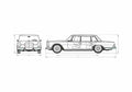 Blueprint Mercedes Benz S Class W108 600 Limousine 1965 A4 Photo Print