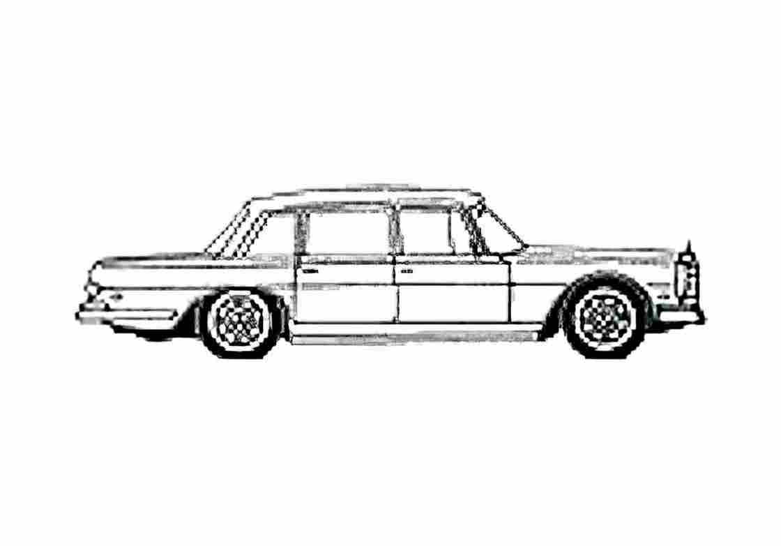 Blueprint Mercedes Benz S Class W108 600 Sedan 1965 A4 Photo Print