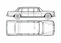 Blueprint Mercedes Benz S Class W108 S600 LWB Limousine 1965 A4 Photo Print