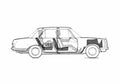 Blueprint Mercedes Benz S Class W114 220 Sedan 1969 A4 Photo Print