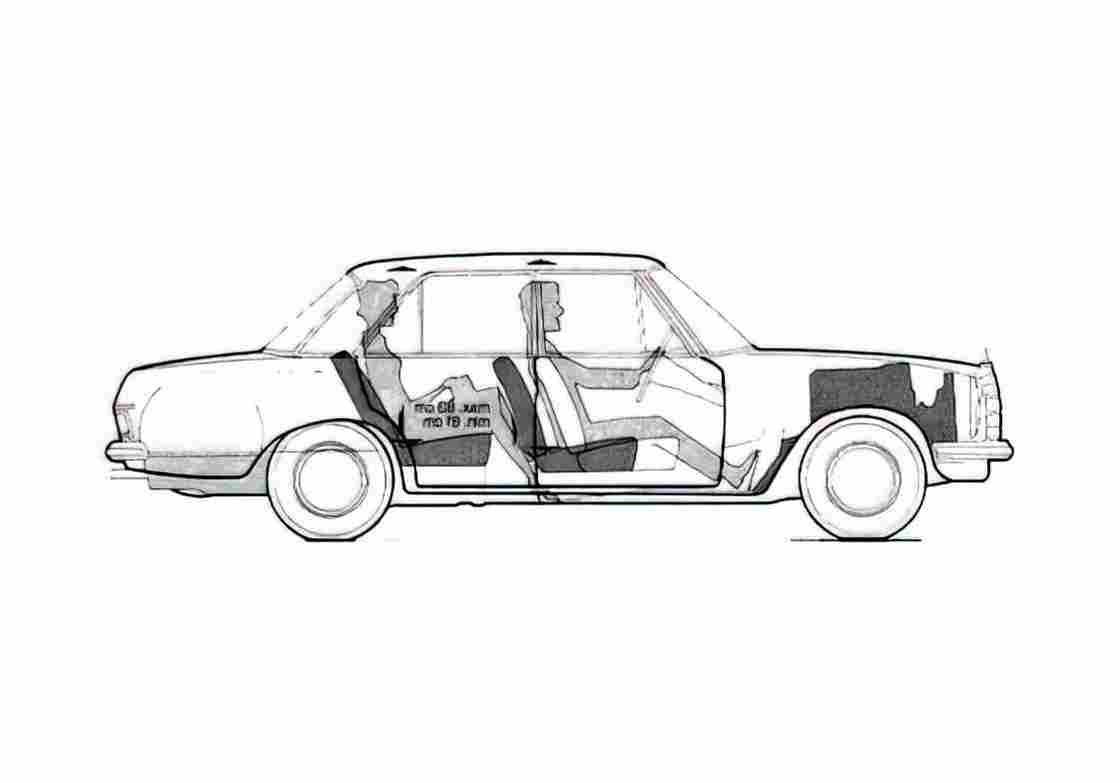 Blueprint Mercedes Benz S Class W114 220 Sedan 1969 A4 Photo Print
