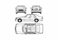 Blueprint Mercedes Benz S Class W140 Sedan 1994 A4 Photo Print