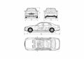 Blueprint Mercedes Benz S Class W221 Sedan 2010 A4 Photo Print